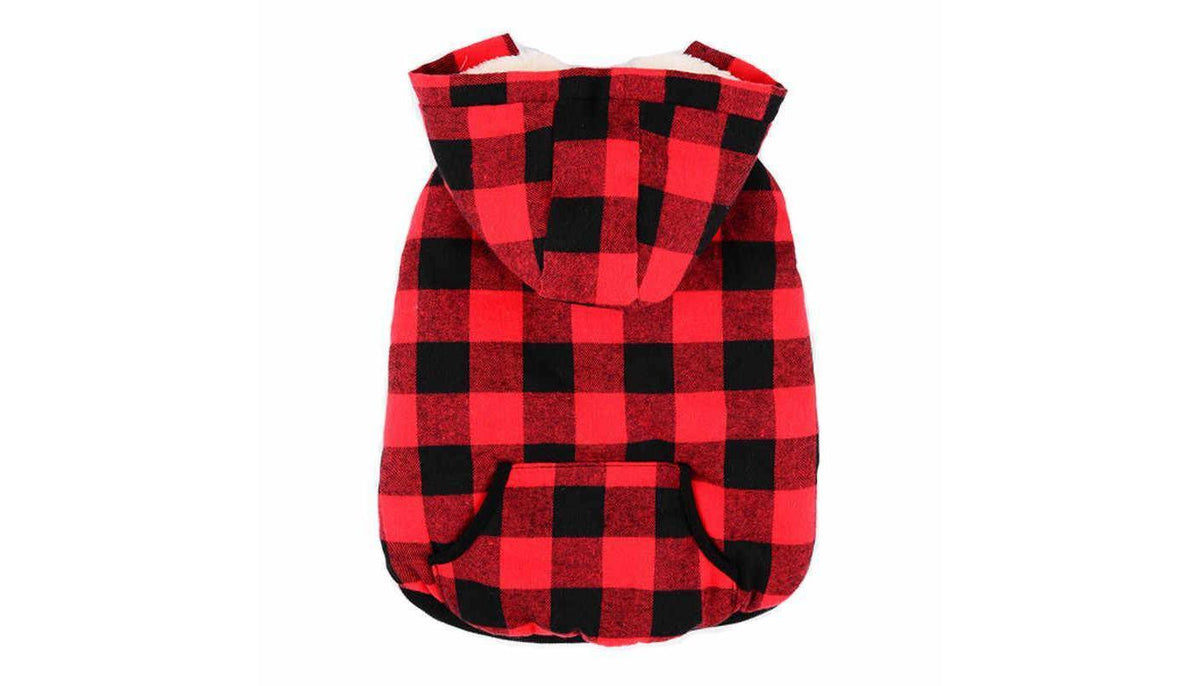 Flannel Detachable Hood Jacket | Dog Clothing